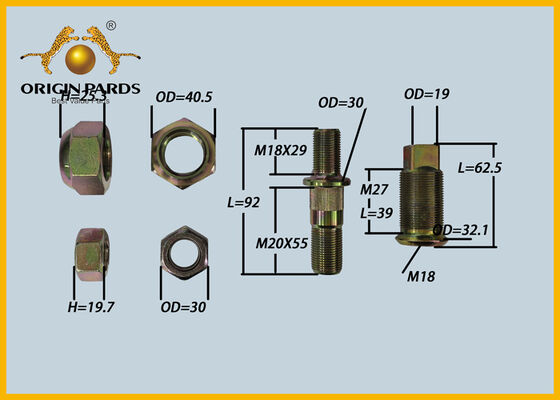 Kit de boulons de roue ORIGIN PARDS 8970170432 Essieu arrière droit Tambour de frein à 5 trous Jante de roue Fixe Moteur Isuzu NPR NMR 4JJ1 4HG1